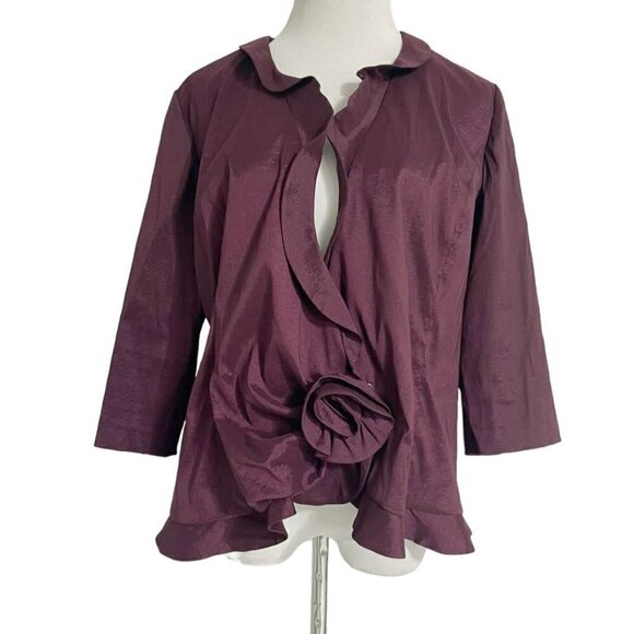 Alex Evenings XL Petite Top Blouse Burgundy Evening Cocktail Party Wedding - Picture 1 of 4